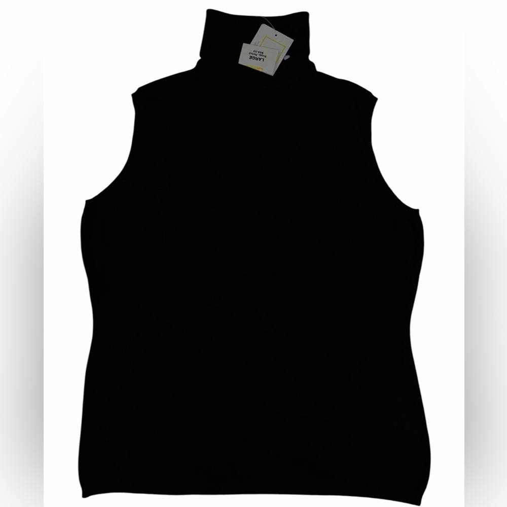 100% Cashmere Turtleneck Sleeveless Sweater Black NWT